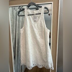White lace detail tank top